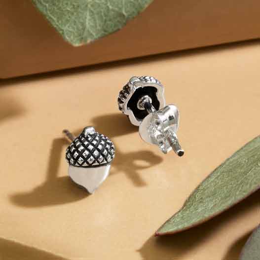 Sterling Silver Acorn Post Earrings SKU: EARSS1939