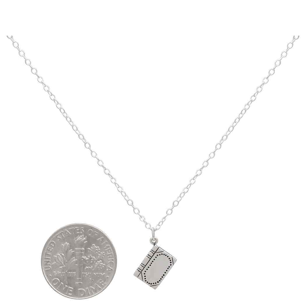 Sterling Silver Book Pendant Necklace SKU: NECSS1608SS