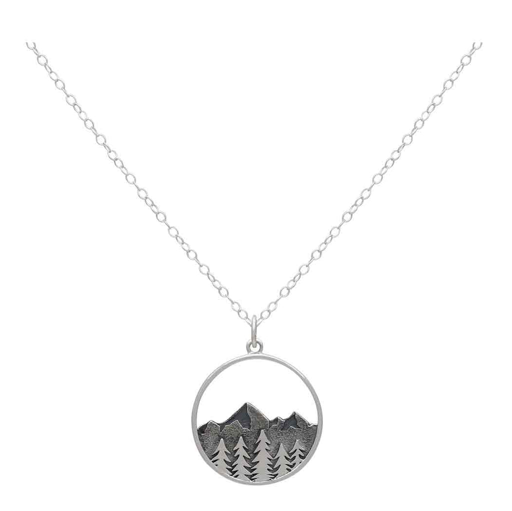 Sterling Silver Tree and Mountain Necklace SKU: NECSS4236SS