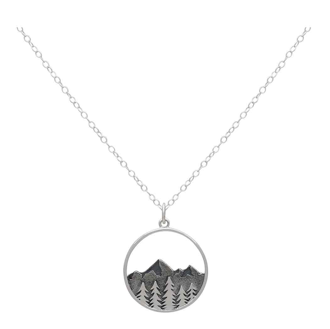 Sterling Silver Tree and Mountain Necklace SKU: NECSS4236SS