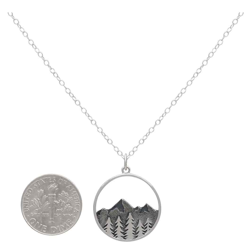 Sterling Silver Tree and Mountain Necklace SKU: NECSS4236SS