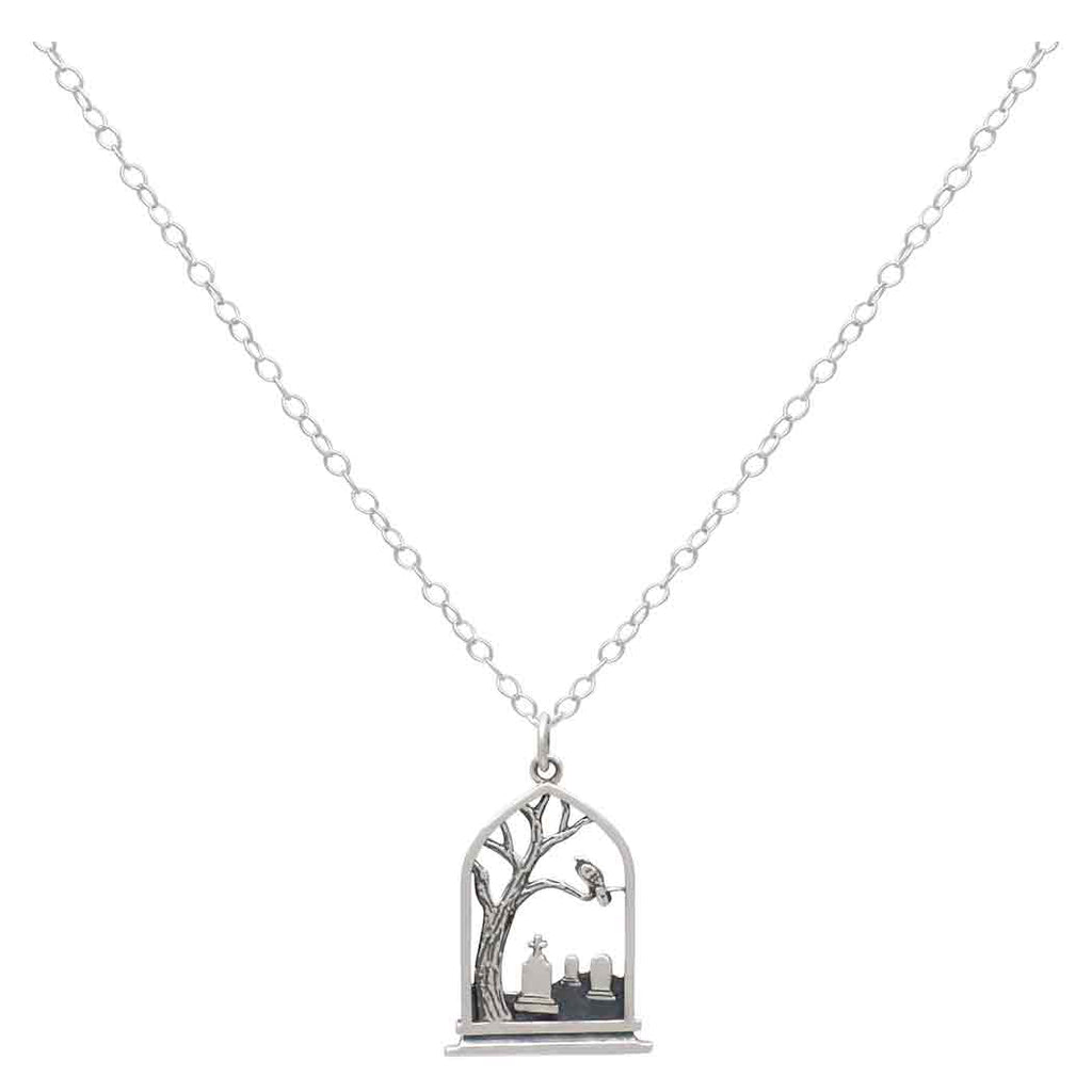 Sterling Silver Graveyard Necklace   SKU: NECSS4255SS