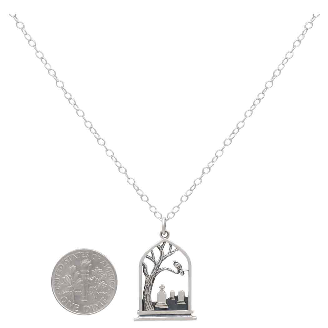Sterling Silver Graveyard Necklace   SKU: NECSS4255SS