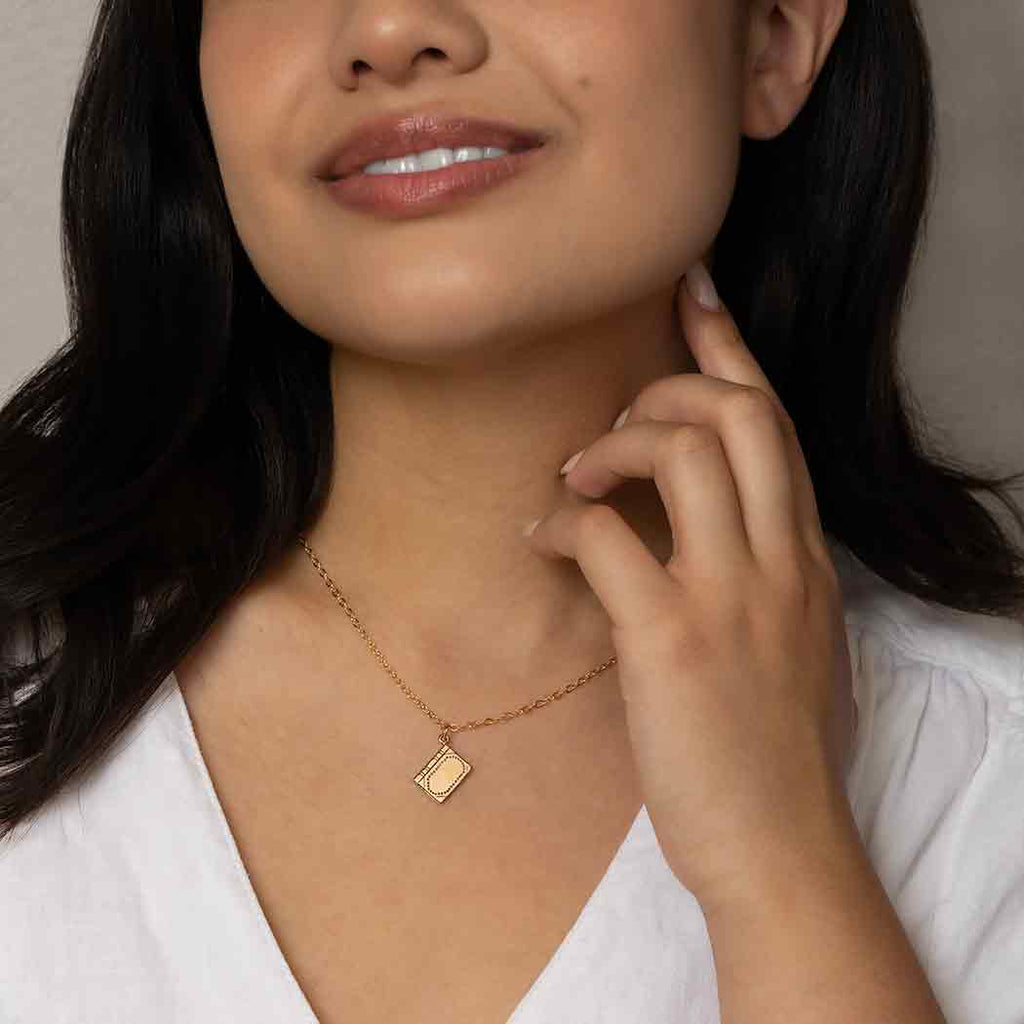 Sterling Silver Book Pendant Necklace SKU: NECSS1608SS