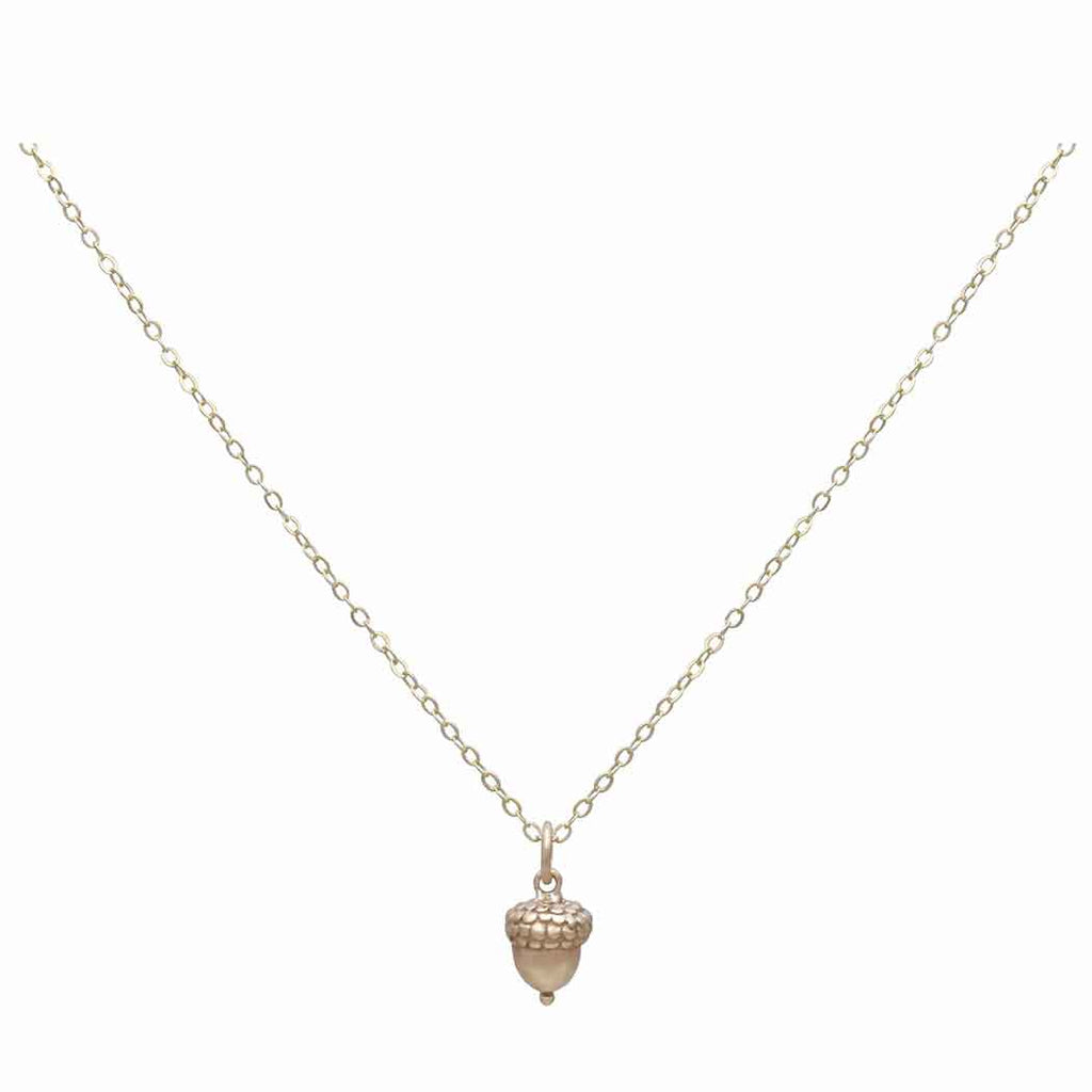Bronze Acorn Necklace with Gold Fill Chain SKU: NECBR626GF