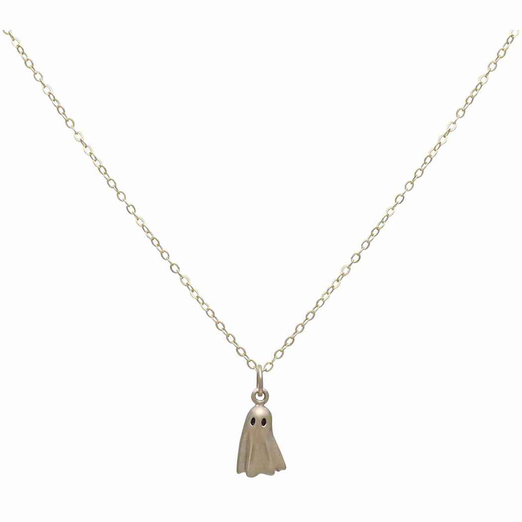 Bronze Ghost Pendant Necklace with Gold-Fill Chain SKU: NECBR6643GF