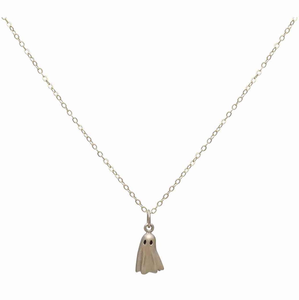 Bronze Ghost Pendant Necklace with Gold-Fill Chain SKU: NECBR6643GF