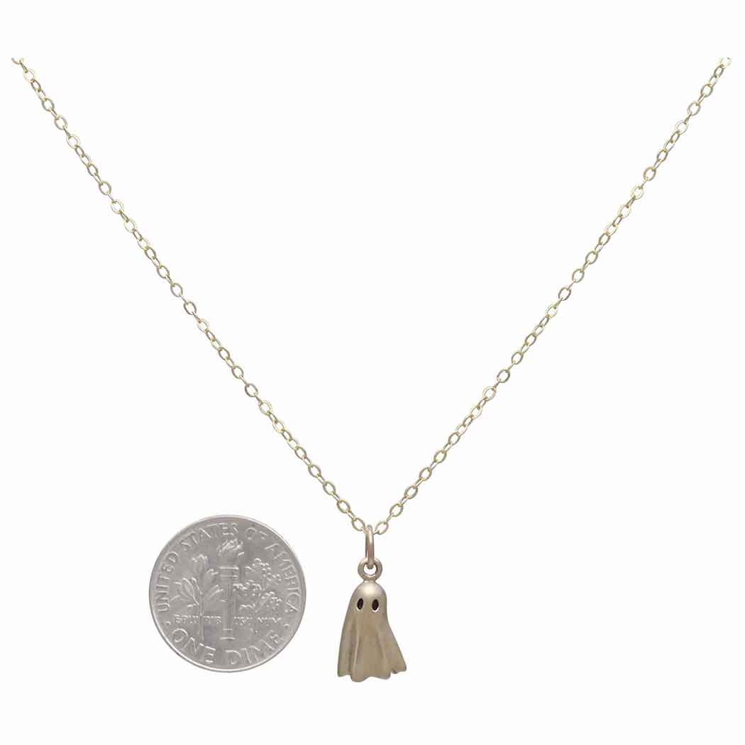 Bronze Ghost Pendant Necklace with Gold-Fill Chain SKU: NECBR6643GF