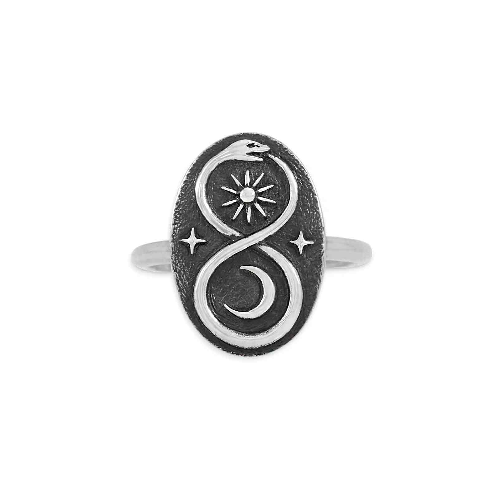 Sterling silver snake ring symbolic serpent jewelry for goth style