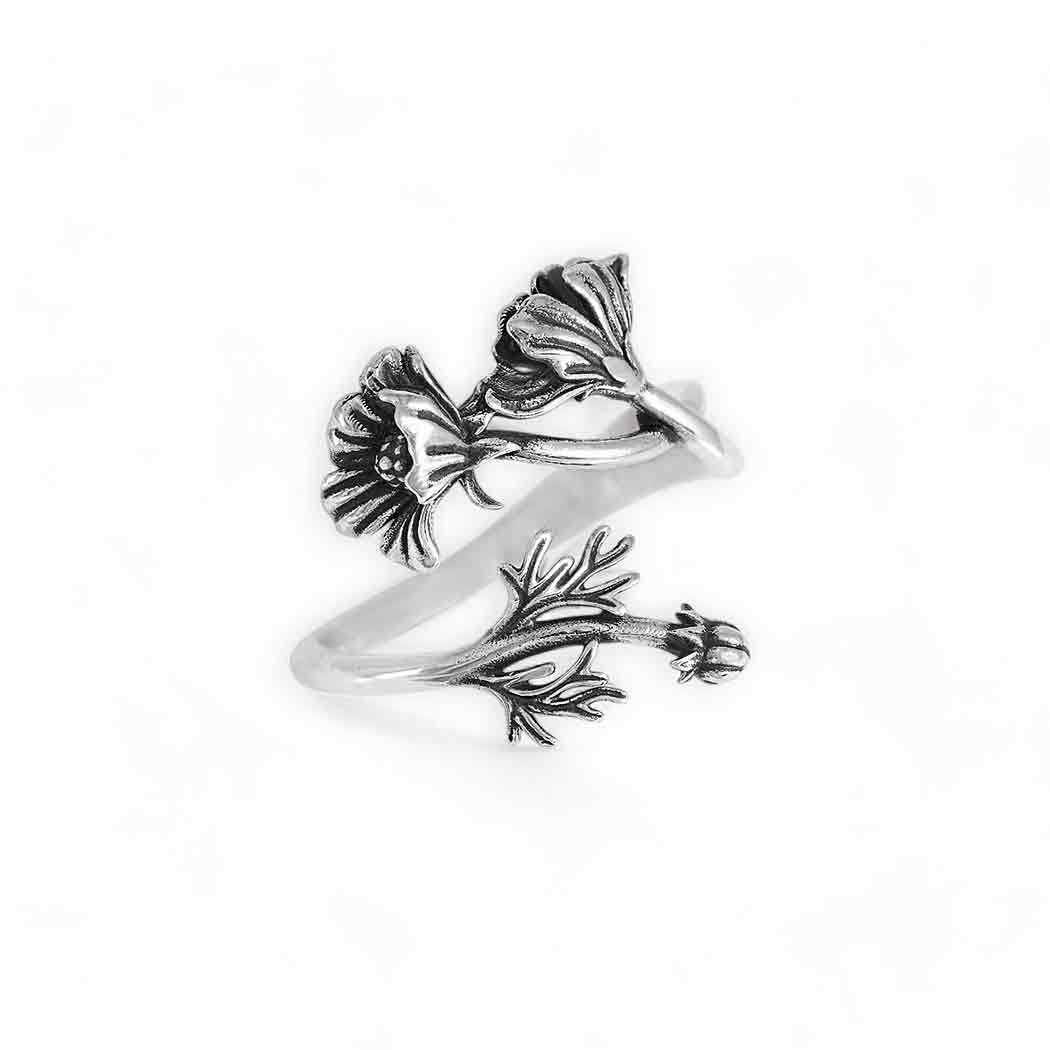 Sterling Silver October Birth Flower Adjustable Ring SKU:RINSS360