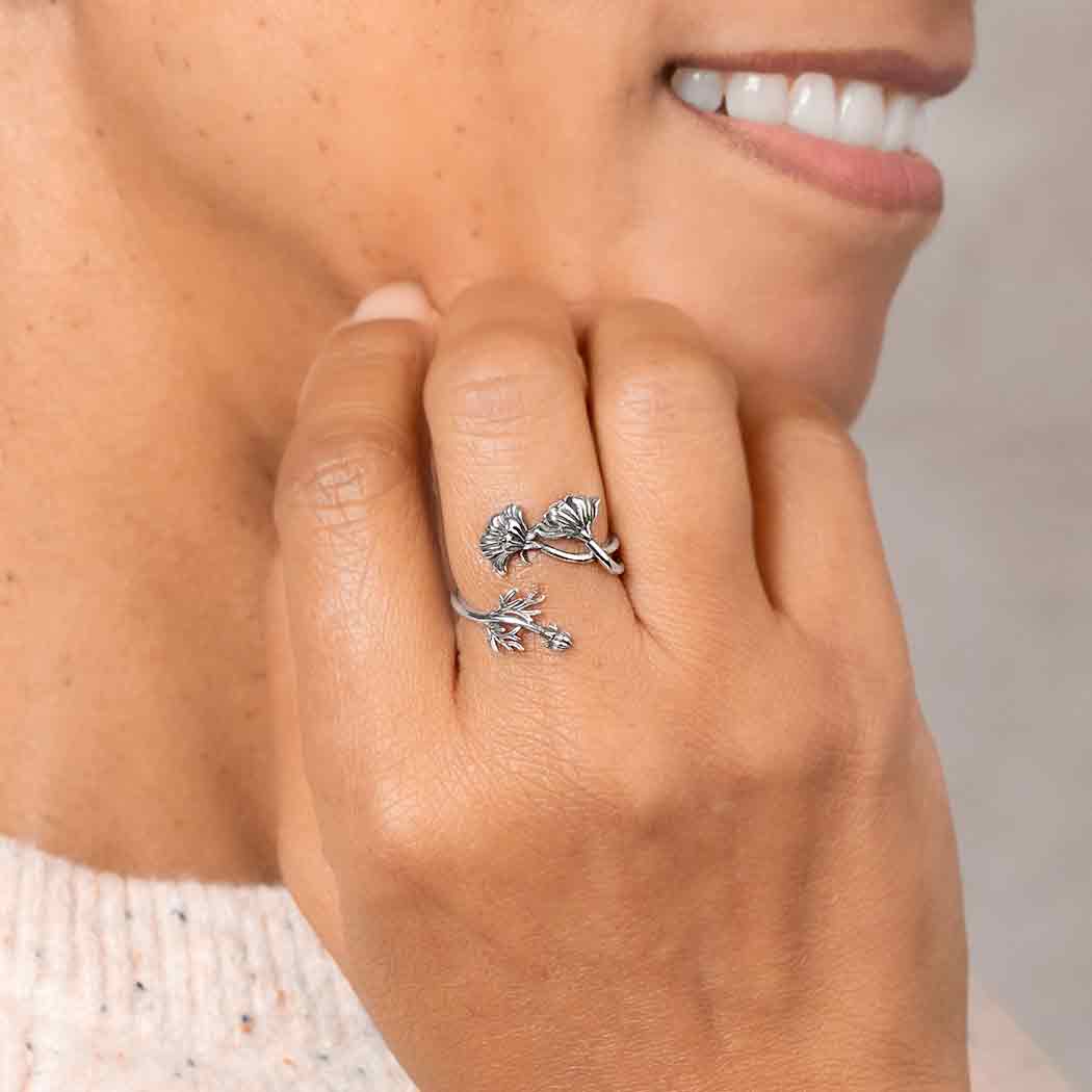 Sterling Silver October Birth Flower Adjustable Ring SKU:RINSS360