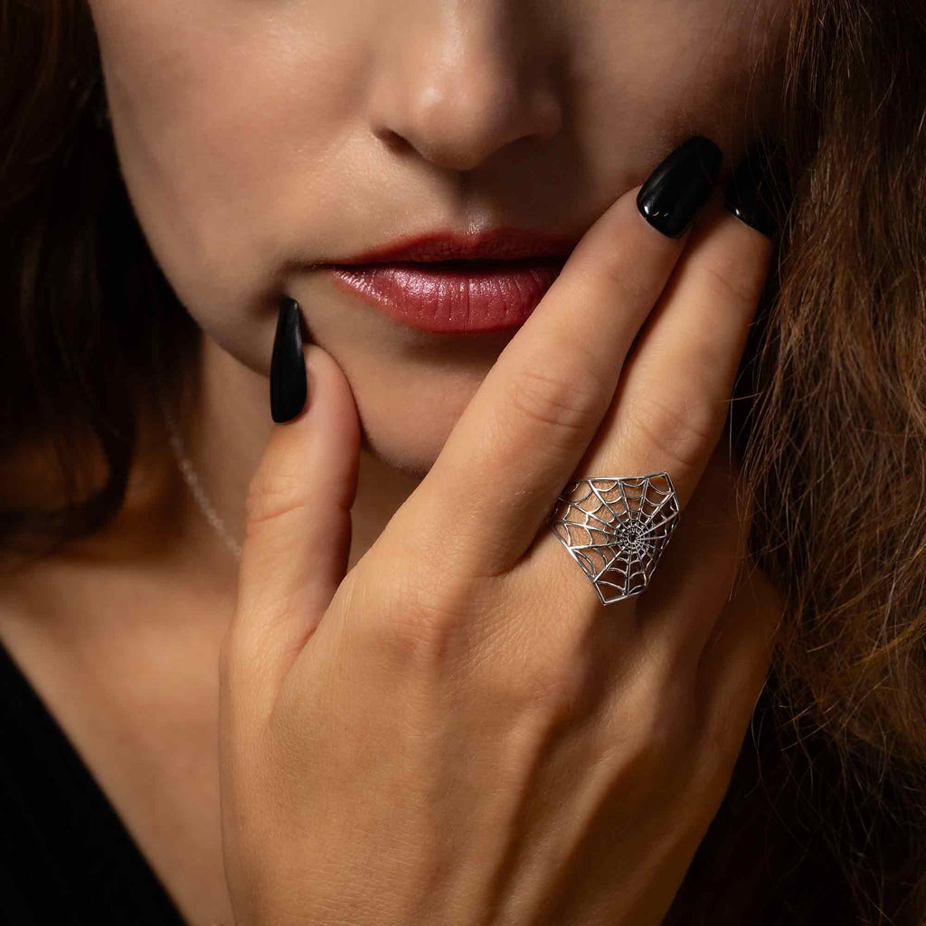 Sterling Silver Spiderweb Ring SKU:RINSS396
