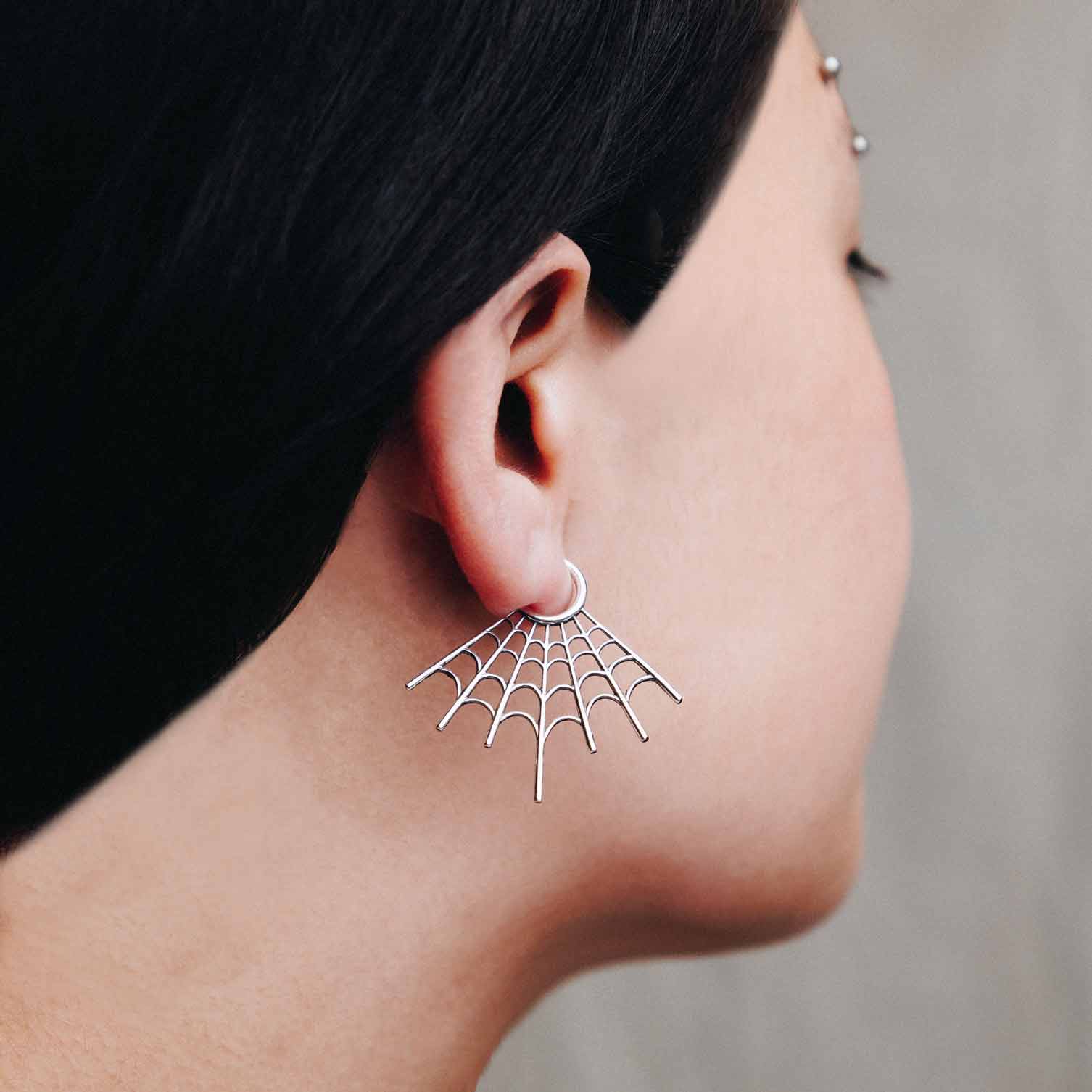 Sterling Silver Spiderweb Dangle Earrings SKU: EARSS7121