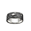 Sterling Silver Wide Band Spider and Web Ring