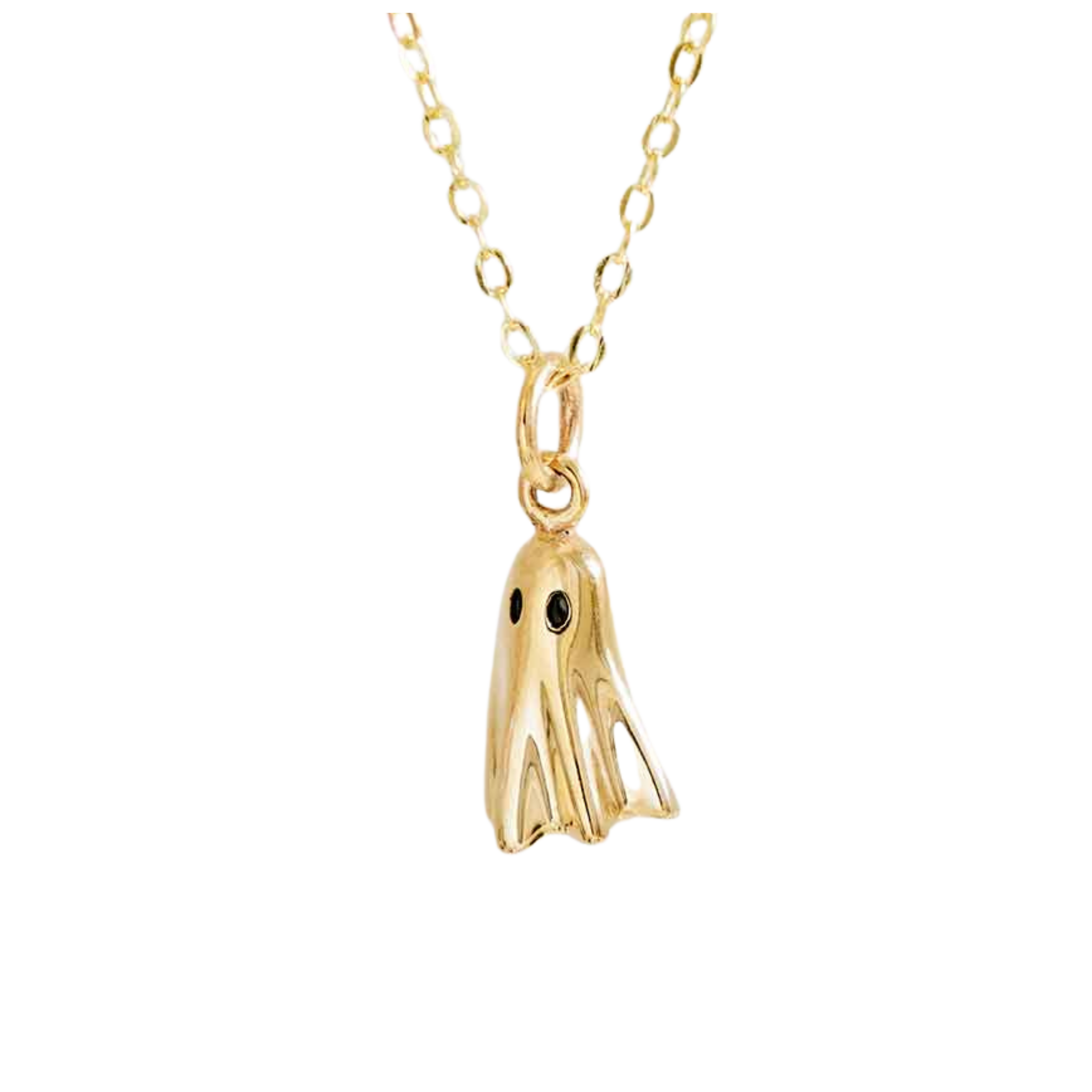 Bronze Ghost Pendant Necklace with Gold-Fill Chain SKU: NECBR6643GF
