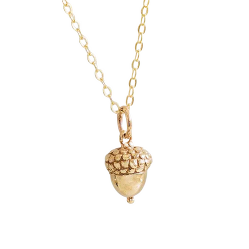 Bronze Acorn Necklace with Gold Fill Chain SKU: NECBR626GF